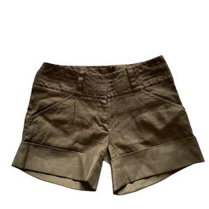 Diane Von Furstenberg Jonah Linen Blend Shorts 8 olive green